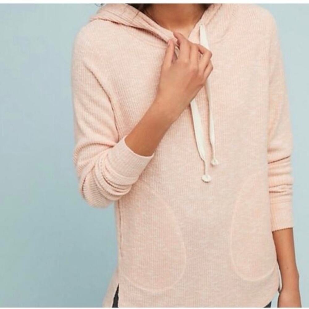 Anthropologie Postmark Rosalie Pink Lightweight Thermal Pullover Hoodie Small